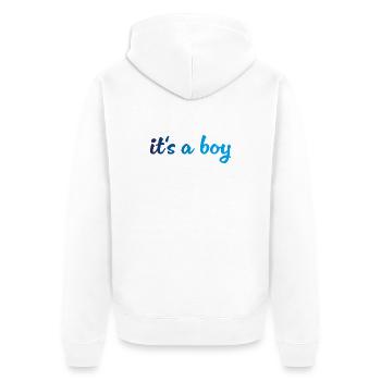 Its a Boy Gradient Blau - Unisex Premium Bio Zip Hoodie - Weiß - Hinten - Thijin (182cm)