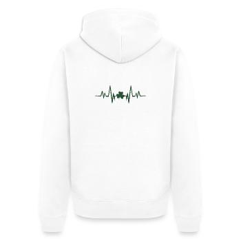 Kleeblatt-Herzschlag - Unisex Premium Bio Zip Hoodie - Weiß - Hinten - Thijin (182cm)