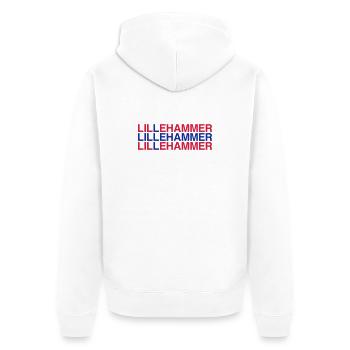 LILLEHAMMER Norwegian Flag Norway Norge Norwegen - Unisex Premium Bio Zip Hoodie - Weiß - Hinten - Thijin (182cm)