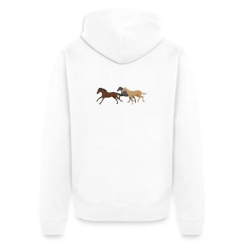Three Horses - Unisex Premium Organic Zip Hoodie - white - Back - Thijin (182cm)