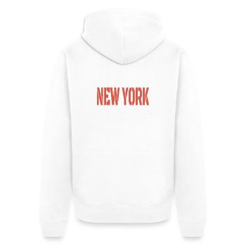  New York Schriftzug - Unisex Premium Bio Zip Hoodie - Weiß - Hinten - Thijin (182cm)