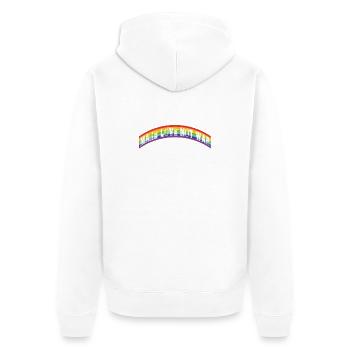 make love not war | rainbow flag - Unisex Premium Bio Zip Hoodie - Weiß - Hinten - Thijin (182cm)
