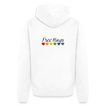 Rainbow Hearts Free Hugs black - Unisex Premium Organic Zip Hoodie - white - Back - Thijin (182cm)