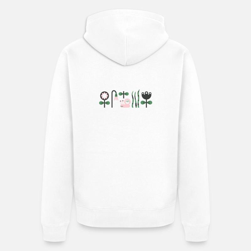 Escargot rose affamé avec des fleurs - Veste à capuche bio Premium Unisexe - blanc