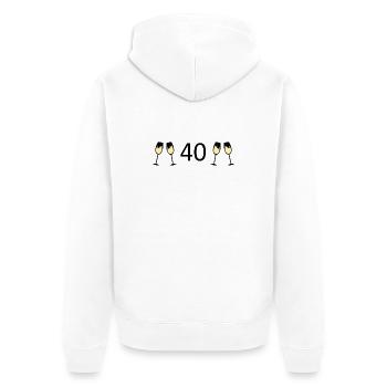 40th Birthday 40th Anniversary 40 Number 40 black - Unisex Premium Organic Zip Hoodie - white - Back - Thijin (182cm)