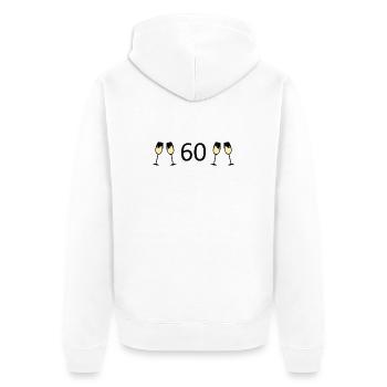 60e anniversaire 60e anniversaire 60 numéro 60 noir - Veste à capuche bio Premium Unisexe - blanc - Dos - Thijin (182cm)