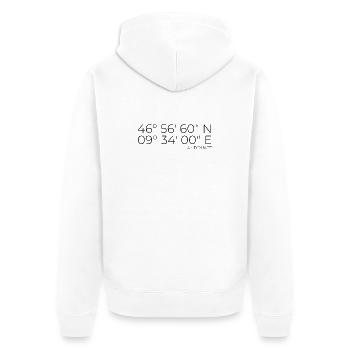 Coordonnées : Landquart, Grisons, Suisse - Veste à capuche bio Premium Unisexe - blanc - Dos - Thijin (182cm)