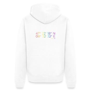 Coordonnées de la Pride Zurich - Veste à capuche bio Premium Unisexe - blanc - Dos - Thijin (182cm)