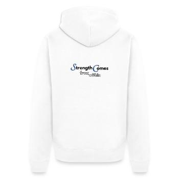 Strength comes from within - Unisex Premium Bio Zip Hoodie - Weiß - Hinten - Thijin (182cm)