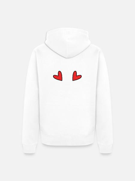 Rotes minimalistisches kindliches Herz - Unisex Premium Bio Zip Hoodie - Weiß