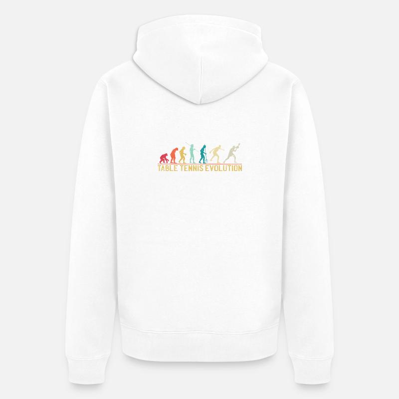 Table Tennis Evolution Progression Design - Veste à capuche bio Premium Unisexe - blanc