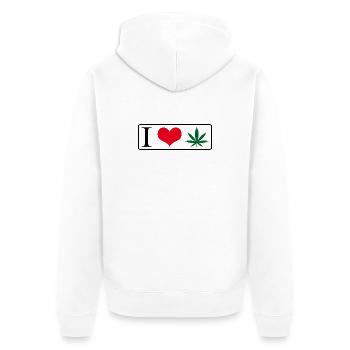 I love Weed - Unisex Premium Organic Zip Hoodie - white - Back - Thijin (182cm)