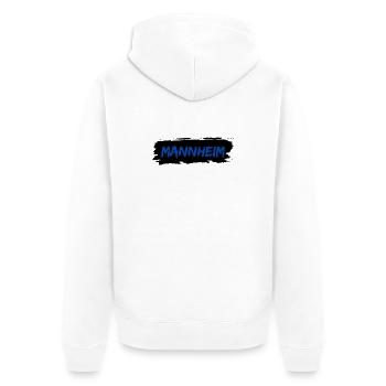 Mannheim - Unisex Premium Organic Zip Hoodie - white - Back - Thijin (182cm)