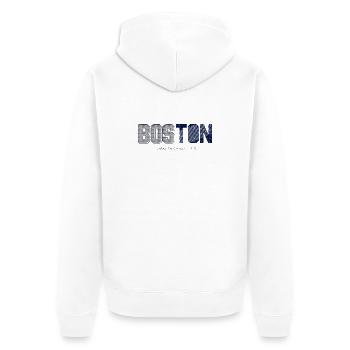 Boston Skyline Silhouette Design - Unisex Premium Organic Zip Hoodie - white - Back - Thijin (182cm)