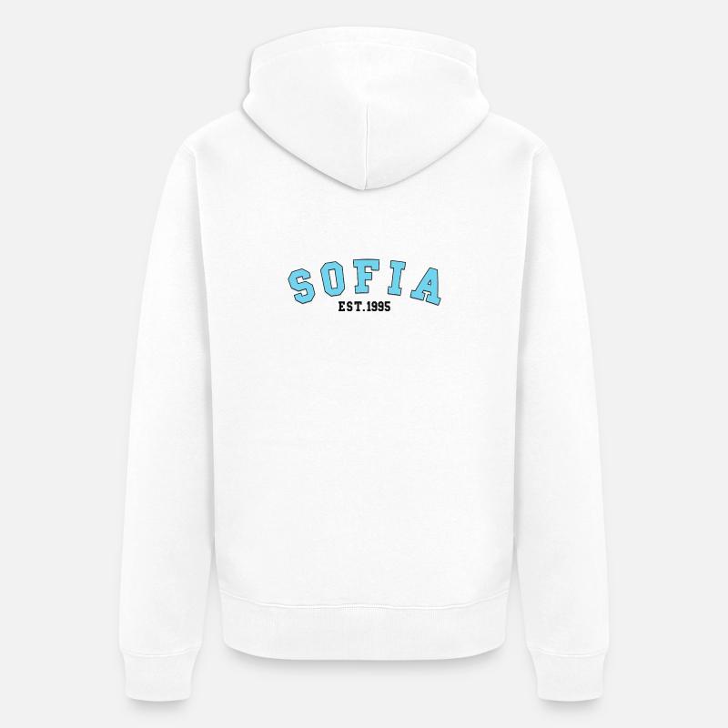 Sofia_Est_1995 - Veste à capuche bio Premium Unisexe - blanc