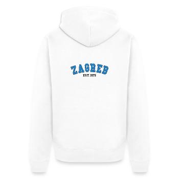 Zagreb Est.1975 - Unisex Premium Organic Zip Hoodie - white - Back - Thijin (182cm)