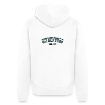 Gothenburg Est. 1975 - Unisex Premium Organic Zip Hoodie - white - Back - Thijin (182cm)