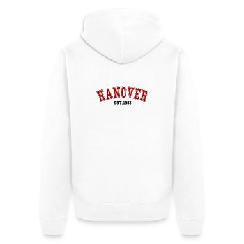 Hanover Est. 1985 - Unisex Premium Organic Zip Hoodie - white - Back - Thijin (182cm)