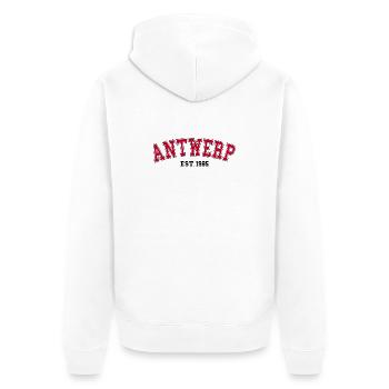 Antwerp Est. 1985 - Unisex Premium Organic Zip Hoodie - white - Back - Thijin (182cm)