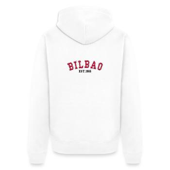 Bilbao Gegründet 1965 - Unisex Premium Bio Zip Hoodie - Weiß - Hinten - Thijin (182cm)