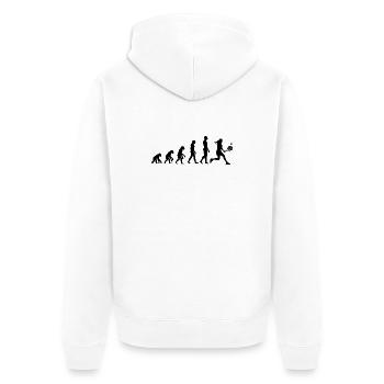 Padel Evolution, Vom Affen zur Padel Queen - Unisex Premium Bio Zip Hoodie - Weiß - Hinten - Thijin (182cm)