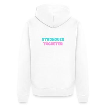 STRONGER_TOGUETER - Unisex Premium Organic Zip Hoodie - white - Back - Thijin (182cm)