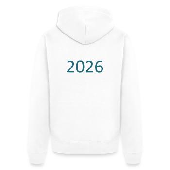 2026 Zahl Jahreszahl - Unisex Premium Bio Zip Hoodie - Weiß - Hinten - Thijin (182cm)