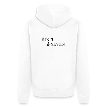 Six Seven 67 Meme Sechs Sieben - Unisex Premium Bio Zip Hoodie - Weiß - Hinten - Thijin (182cm)
