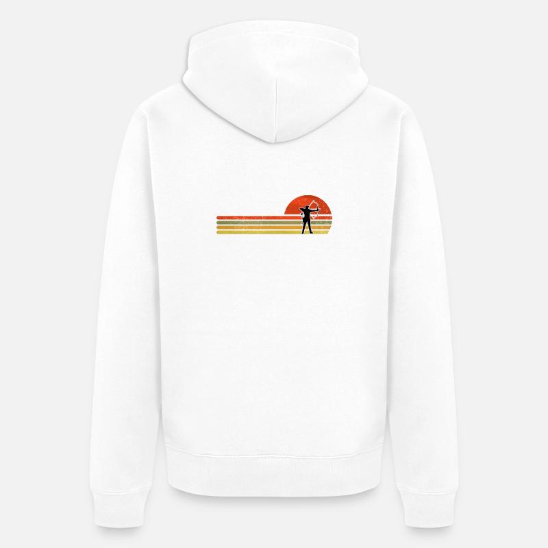 Silhouette rétro de Sunset Archer - Veste à capuche bio Premium Unisexe - blanc