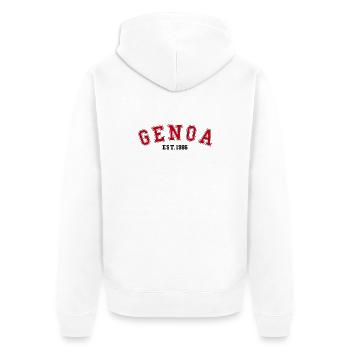 Genoa Est. 1986 - Unisex Premium Organic Zip Hoodie - white - Back - Thijin (182cm)