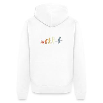 Bäcker Evolution Retro Look - Unisex Premium Bio Zip Hoodie - Weiß - Hinten - Thijin (182cm)