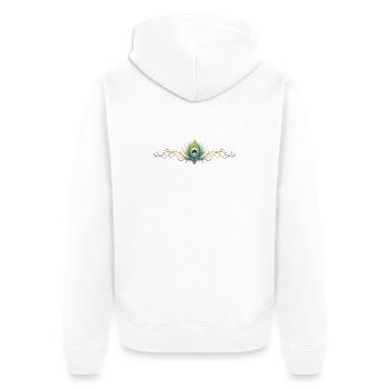 Ornement en plume de paon Bohème symétrique - Veste à capuche bio Premium Unisexe - blanc - Dos - Thijin (182cm)