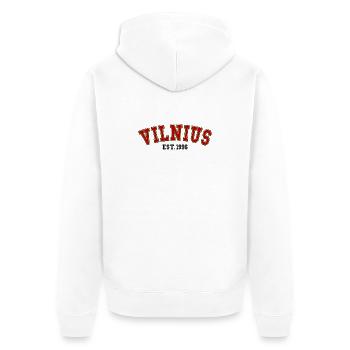 Vilnius Fondée en 1996 - Veste à capuche bio Premium Unisexe - blanc - Dos - Thijin (182cm)