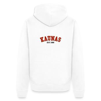 Kaunas Est. 1966 - Unisex Premium Organic Zip Hoodie - white - Back - Thijin (182cm)