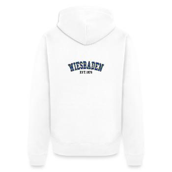 Wiesbaden Est. 1976 - Unisex Premium Organic Zip Hoodie - white - Back - Thijin (182cm)