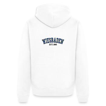 Wiesbaden Est. 1986 - Unisex Premium Organic Zip Hoodie - white - Back - Thijin (182cm)