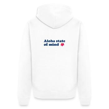 Aloha state of mind - Hawaii - Insel - USA - Blume - Unisex Premium Bio Zip Hoodie - Weiß - Hinten - Thijin (182cm)