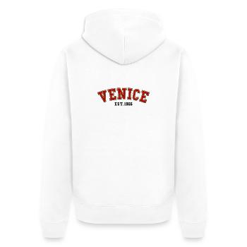 Venedig gegründet 1966 - Unisex Premium Bio Zip Hoodie - Weiß - Hinten - Thijin (182cm)