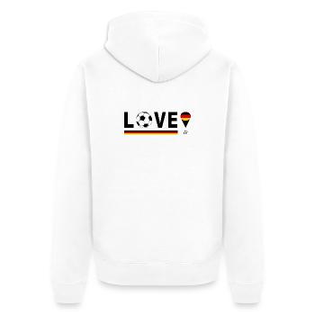 Fußball Deutschlandflagge WM LOVE  - Unisex Premium Bio Zip Hoodie - Weiß - Hinten - Thijin (182cm)