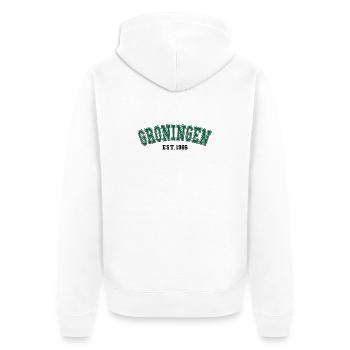 Groningen Est. 1986 - Unisex Premium Organic Zip Hoodie - white - Back - Thijin (182cm)