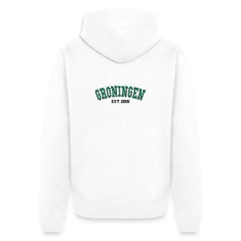Groningen Est. 2006 - Unisex Premium Bio Zip Hoodie - Weiß - Hinten - Thijin (182cm)