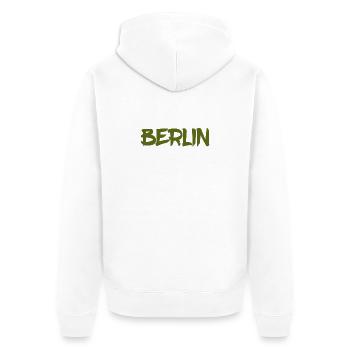 Berlin - Deutschland - Hauptstadt - Berliner Bär - Unisex Premium Bio Zip Hoodie - Weiß - Hinten - Thijin (182cm)