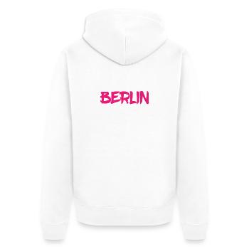 Berlin - Deutschland - Hauptstadt - Berliner Bär - Unisex Premium Bio Zip Hoodie - Weiß - Hinten - Thijin (182cm)