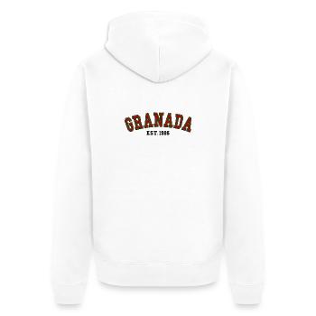 Grenade Fondée en 1986 - Veste à capuche bio Premium Unisexe - blanc - Dos - Thijin (182cm)