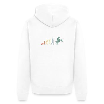 De l’enfant à l’évolution du pilote de motocross - Veste à capuche bio Premium Unisexe - blanc - Dos - Thijin (182cm)