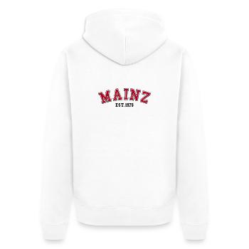 Mayence fondée en 1976 - Veste à capuche bio Premium Unisexe - blanc - Dos - Thijin (182cm)