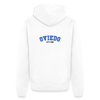 Oviedo, gegründet 1986 - Unisex Premium Bio Zip Hoodie - Weiß - Hinten - Thijin (182cm)
