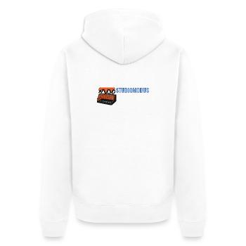 Studiomodus. – Bedroom Producer / Synth – Motiv. - Unisex Premium Bio Zip Hoodie - Weiß - Hinten - Thijin (182cm)