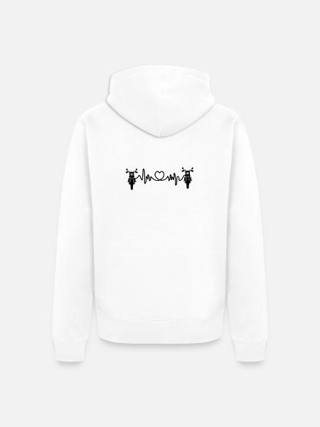 Motorische Frontansicht Cardio-Herzfrequenz 2 - Unisex Premium Bio Zip Hoodie - Weiß