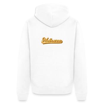 Melbourne Gold Retro Font - Unisex Premium Organic Zip Hoodie - white - Back - Thijin (182cm)